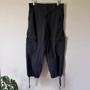 Old Navy Black Cargo Barrel Leg Cotton Stretch Waist Pants Women’s Med 30 Y2K